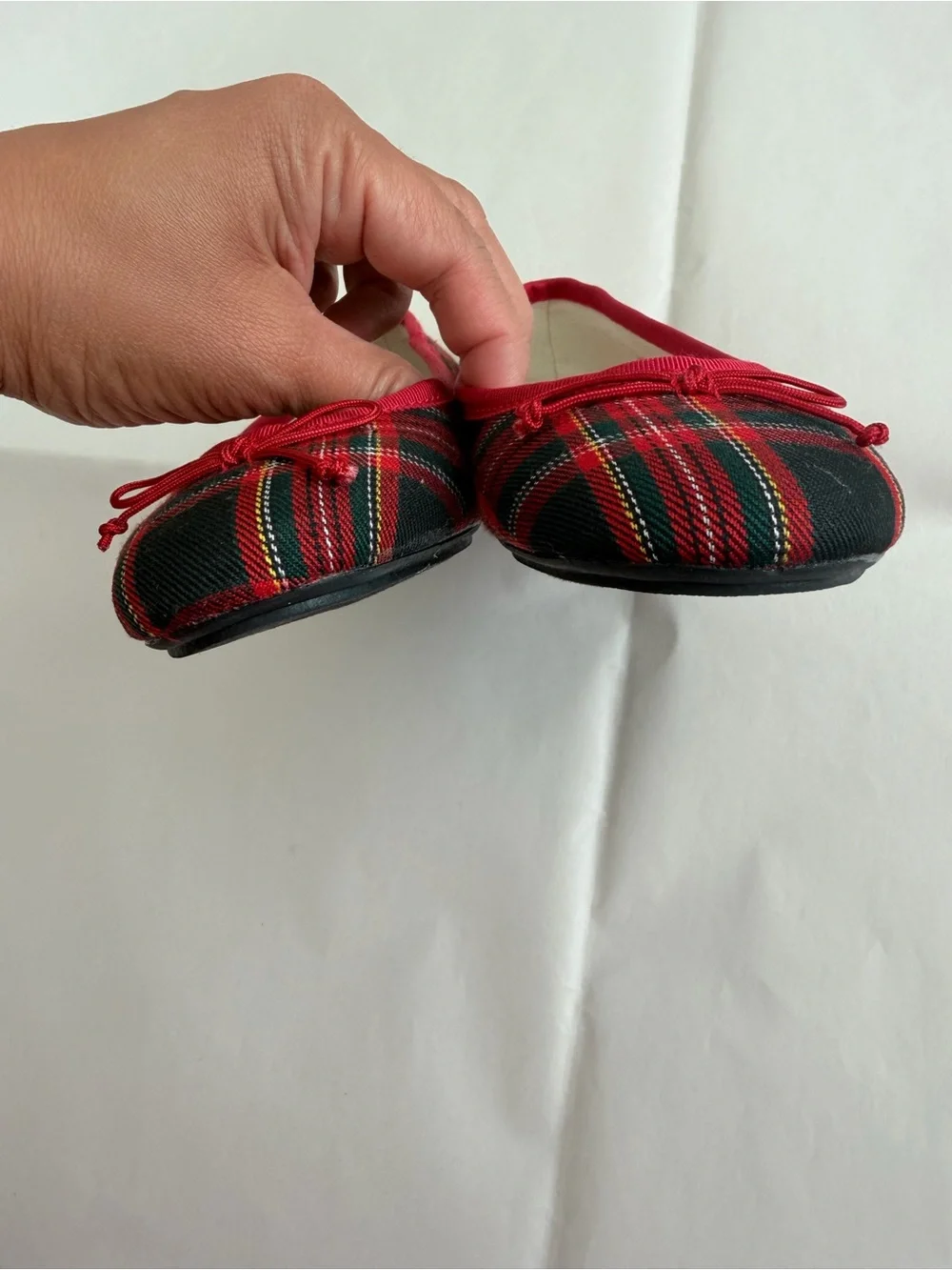 Crewcuts Girls Tartan Ballet Flats Sz 2 Holiday Fall Winter Christmas Soft Comfy